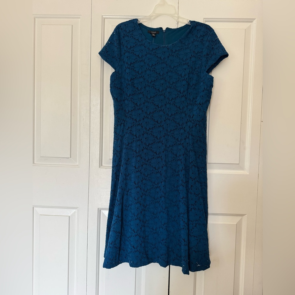 Alfani Teal Lace Cap-Sleeve Dress